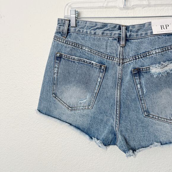 [Rachel Parcell] High Rise Dark Wash Denim Distressed Shorts NWT Button Fly 29 - Picture 9 of 12